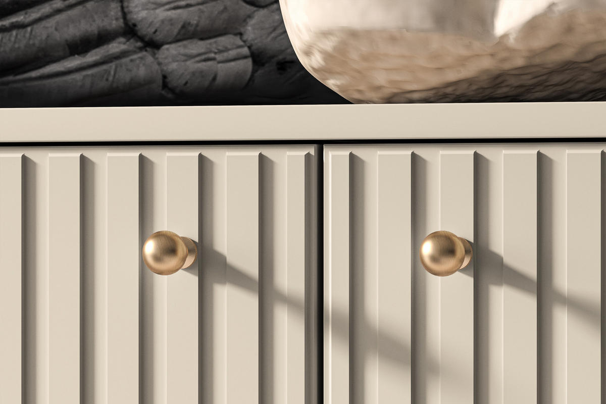 KOMBIKOMMODE DROMA mit Goldelementen, Creme - Creme, Holz (160/85/40cm) - KONSIMO®