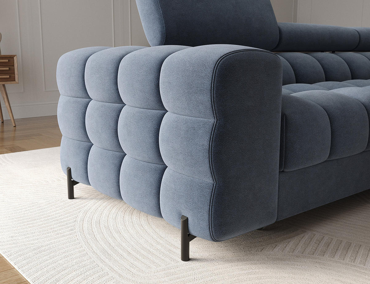 ECKSOFA Neviro R - Anthracite (Aura 40) - Blaugrau, Holzwerkstoff (285/181cm) - Möblo