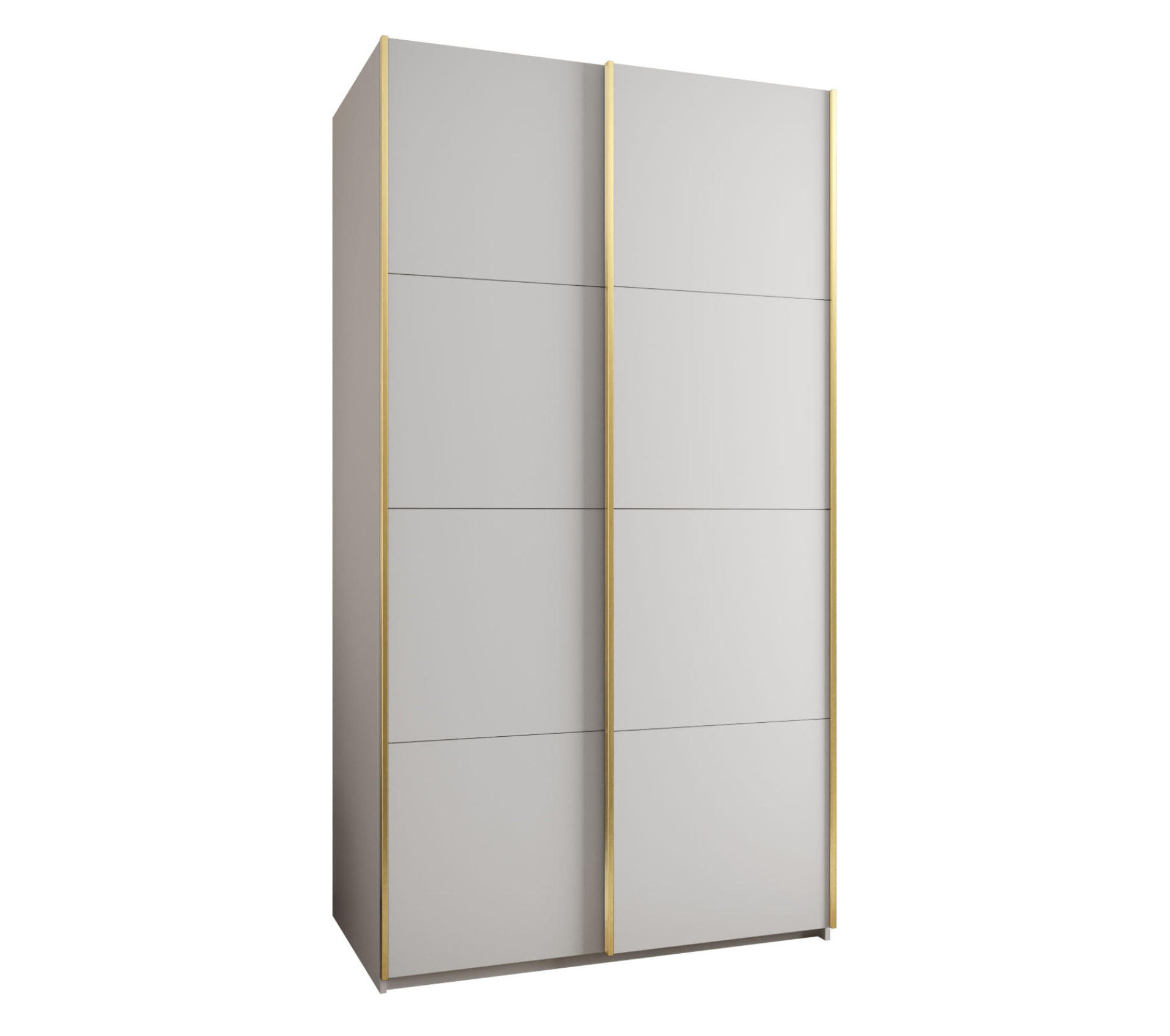 Abiks Möbel Schwebetürenschrank Weiß, Weiß, Gold 130x245x64 cm