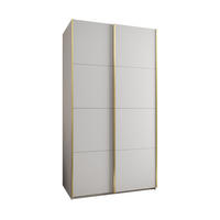 SCHWEBETÜRENSCHRANK 245,5/140/64 2-türig - Goldfarben/Weiß, Holz/Metall (140/245/64cm) - Abiks Möbel