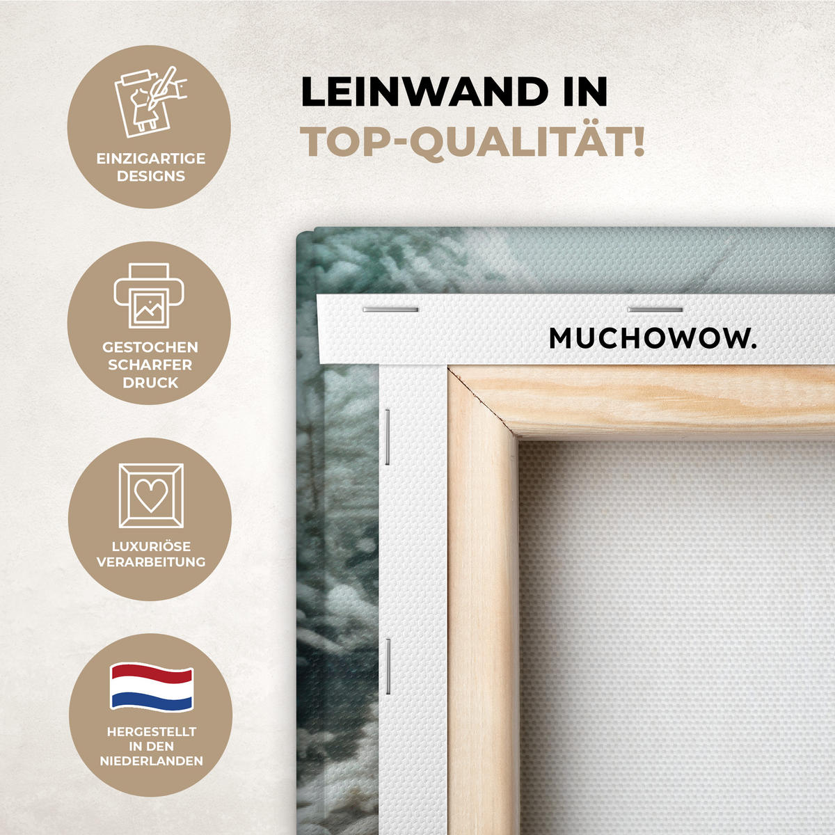 LEINWANDBILD Auto - Rot - Geschenke - Winter - Schnee - Weihnachten XXL 150x100 cm - Rot, Textil (150/100cm) - MuchoWow