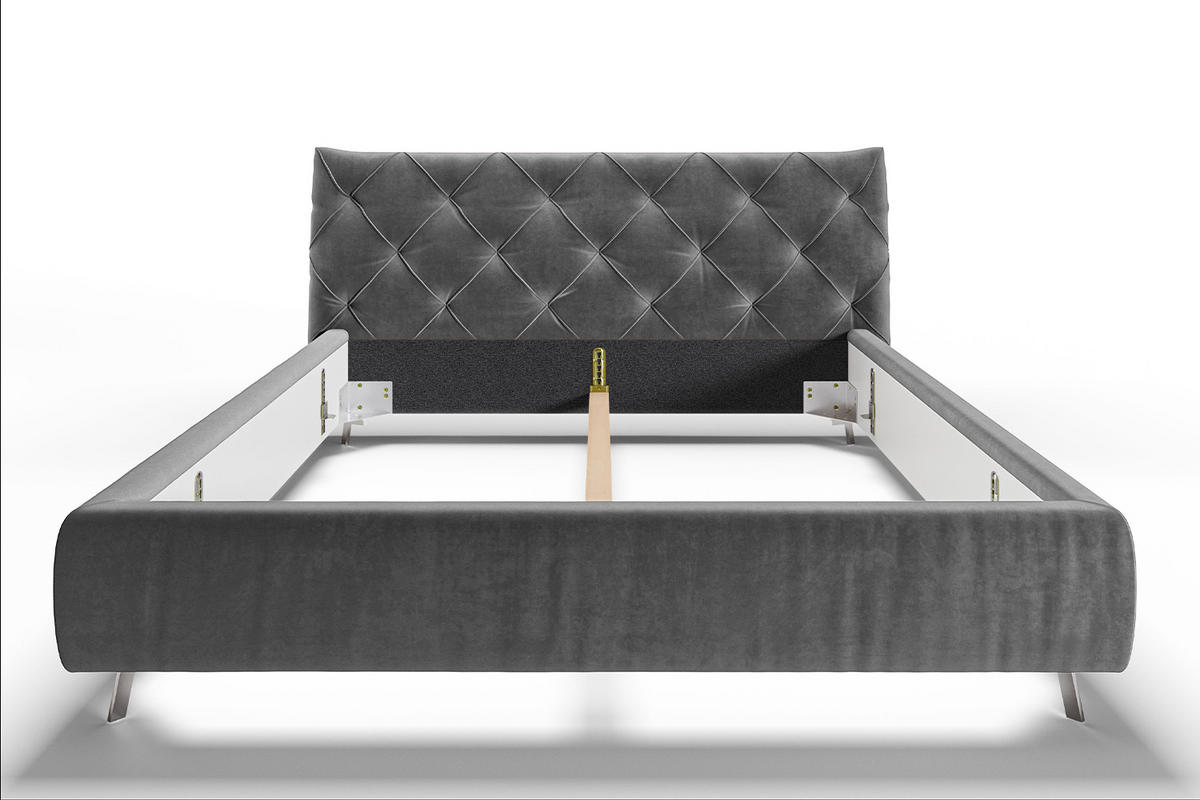 POLSTERBETT ANNY Grau Massivholz - Grau, Textil (200/200cm) - KAWOLA