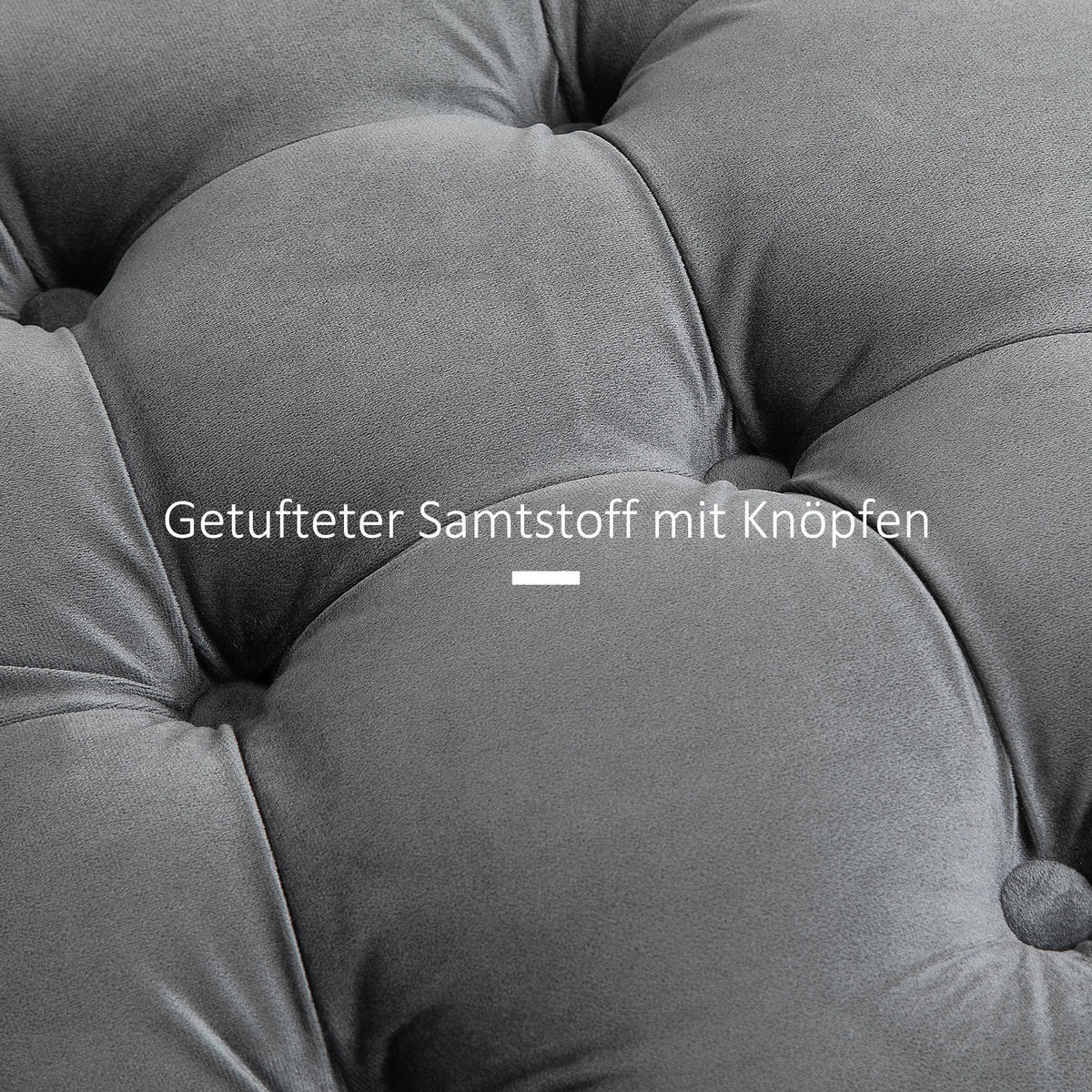 VINTAGE Hocker, Sitzhocker, Kohlegrau - Grau, Textil (55/42/55cm) - HOMCOM