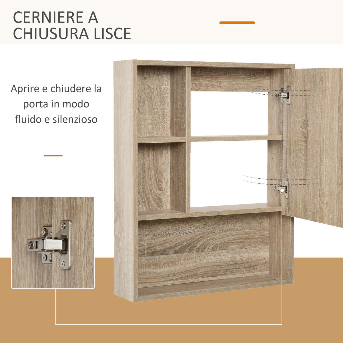 SPIEGELSCHRANK, platzsparend, mit Tür, Wandmontage, 60 x 15 x 76 cm ,Eiche - Braun, Glas (60/76/15cm) - Vallsero