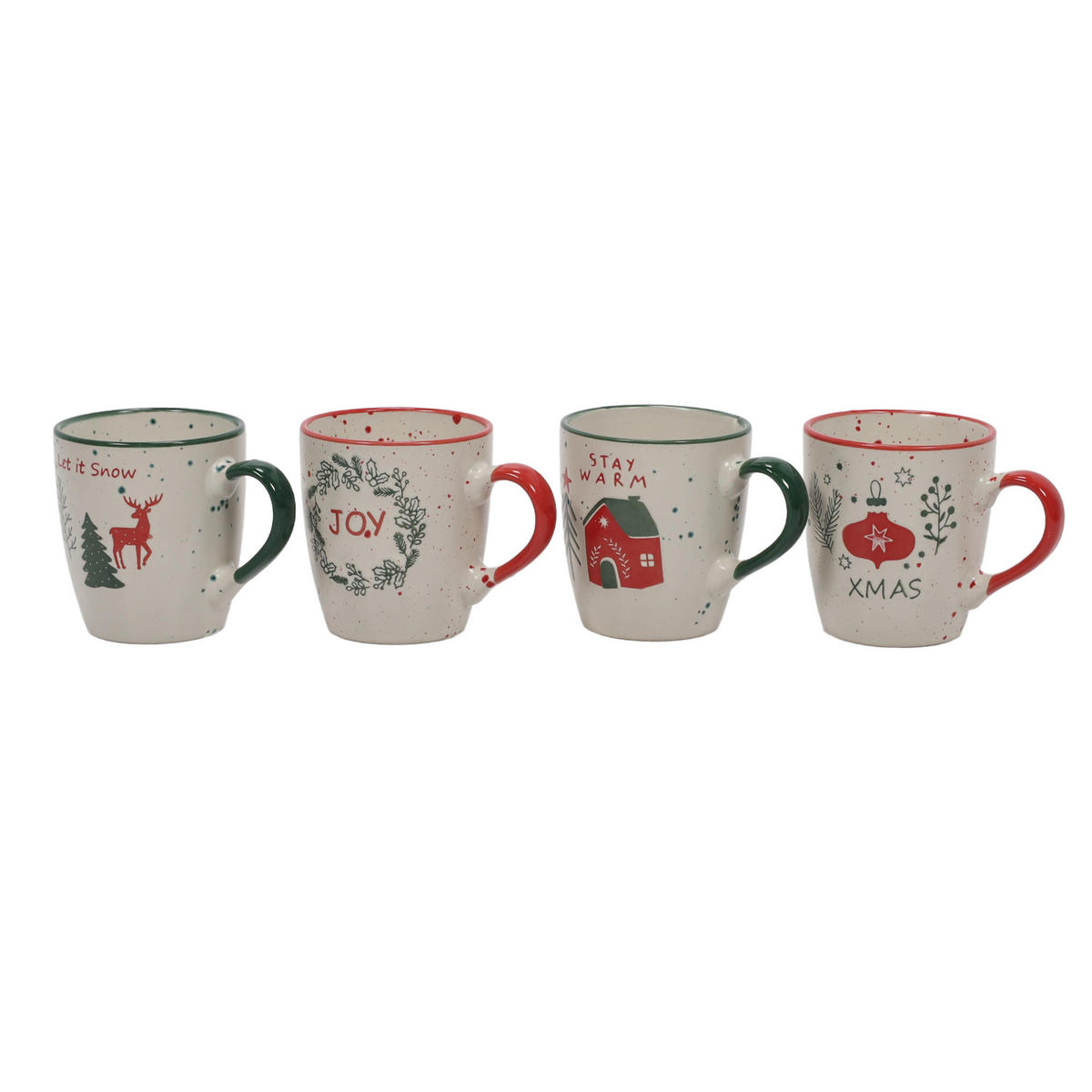 WEIHNACHTSBECHER Set 4 x 200 ml - Weiß, Keramik (200L) - Home Styling Collection