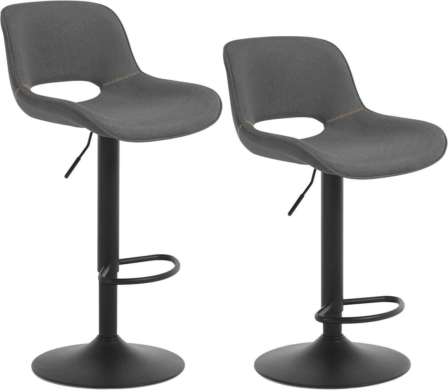 BARHOCKER 2er Set, höhenverstellbar, aus Metall - Grau, Textil/Metall (49/106/49cm) - Woltu
