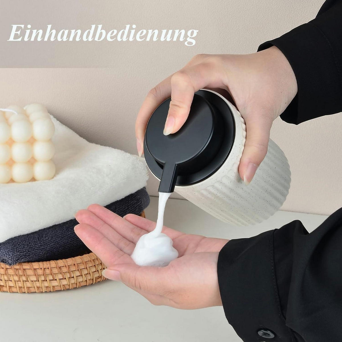SEIFENSPENDER Keramik 350ml Pockennarbiges Beige - Beige, Keramik (8/14/8cm)