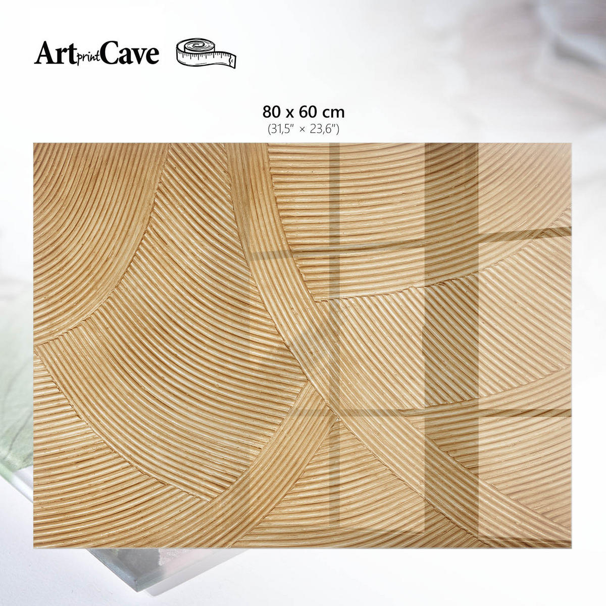 GLASPLATTE 80x60 cm – Elegante Wellen - Beige, Glas (0.4/80/60cm) - ArtPrintCave