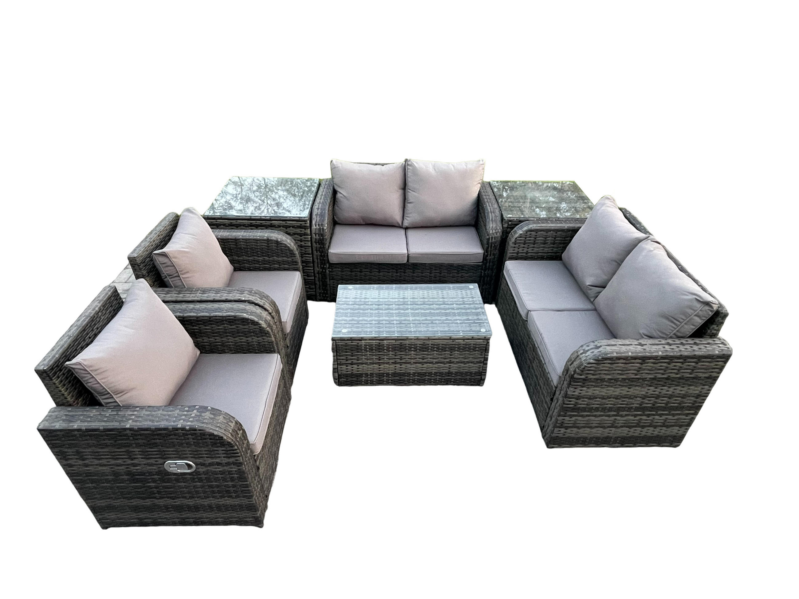 GARTENLOUNGE-SET Polyrattan Dunkelgrau 6-Sitzer - Dunkelgrau, Metall - Fimous