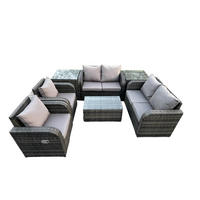 GARTENLOUNGE-SET Polyrattan Dunkelgrau 6-Sitzer - Dunkelgrau, Metall - Fimous