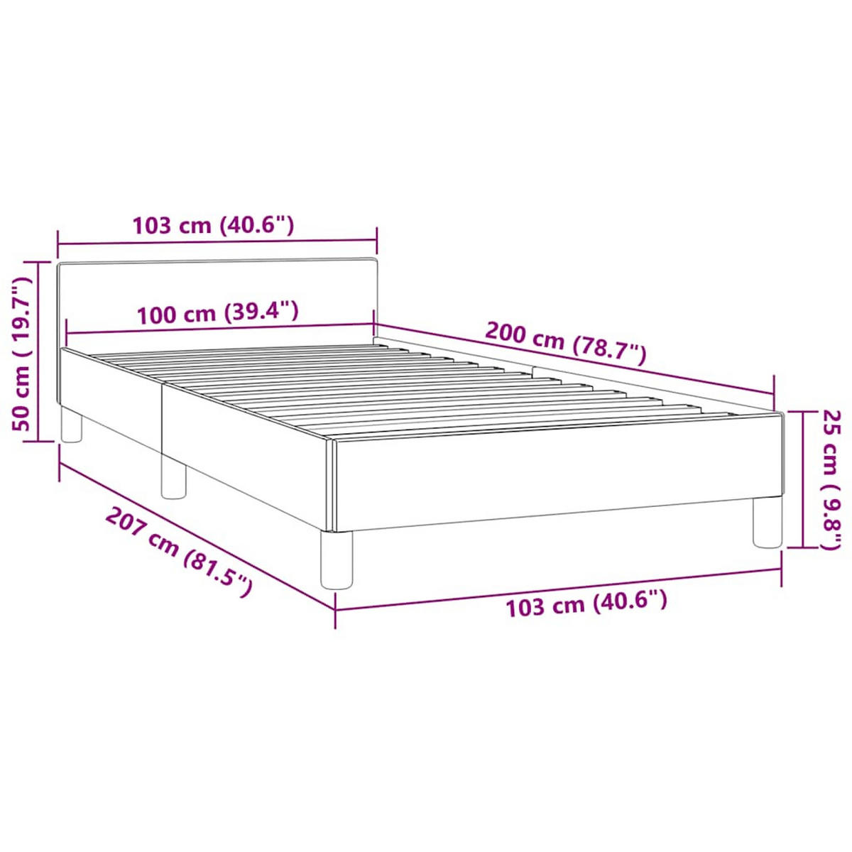 BETTGESTELL Ohne Matratze Schwarz 100/200 Cm Samt - Schwarz, Holz (100/200cm) - vidaXL