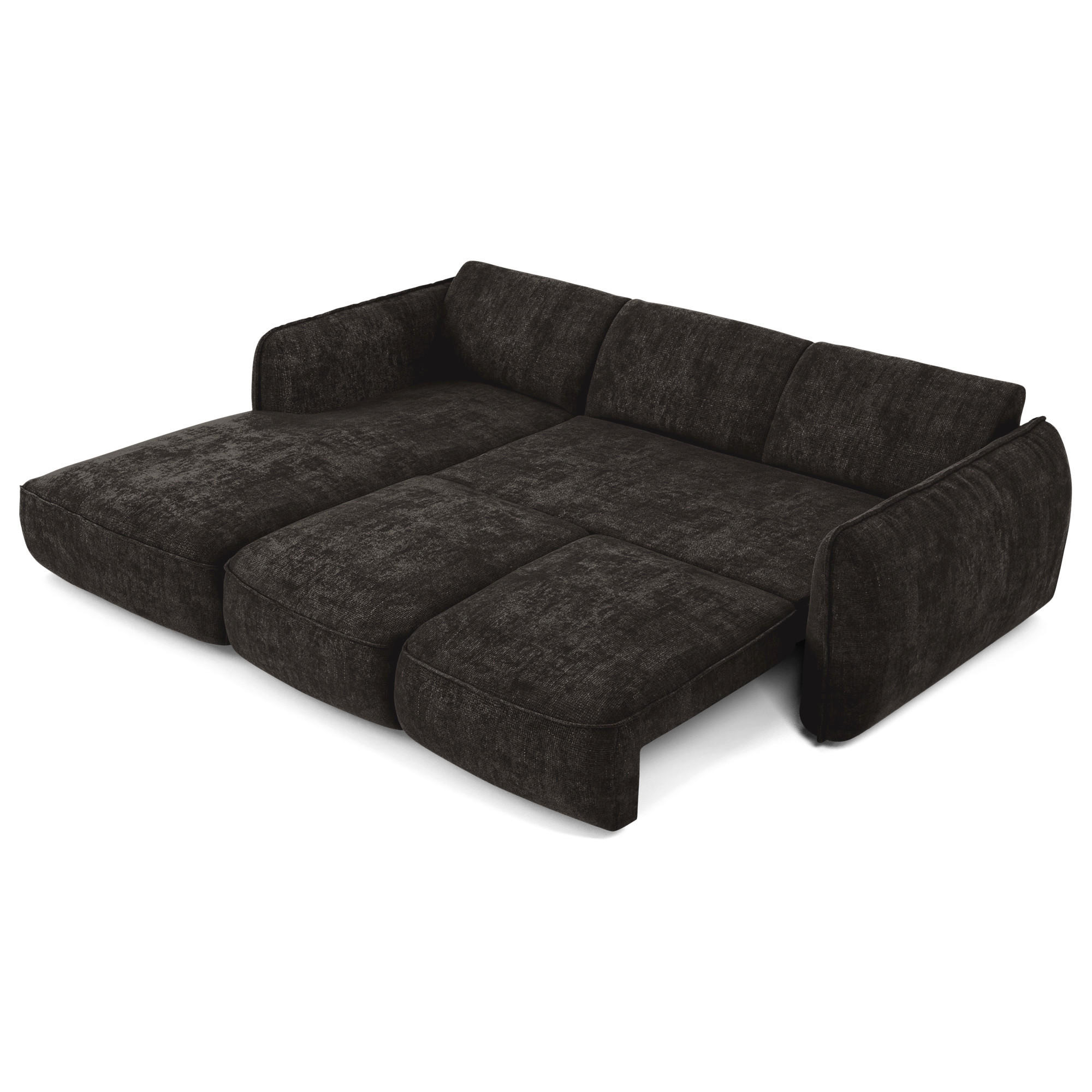 ECKSOFA RECHTS Rastervelours 274cm - Schwarz, Textil (274/174cm) - Sia Home