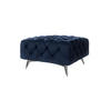 HOCKER Chesterfield Laura Marineblau Samt - Silberfarben/Dunkelblau, Holz/Textil (80/45/80cm) - S-Style Möbel
