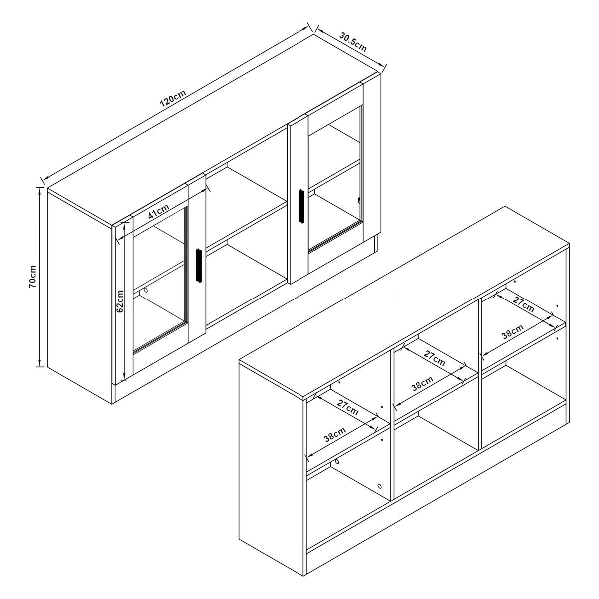 SIDEBOARD Spøttrup - Weiß, Holzwerkstoff (120/70/30.5cm) - [en.casa]