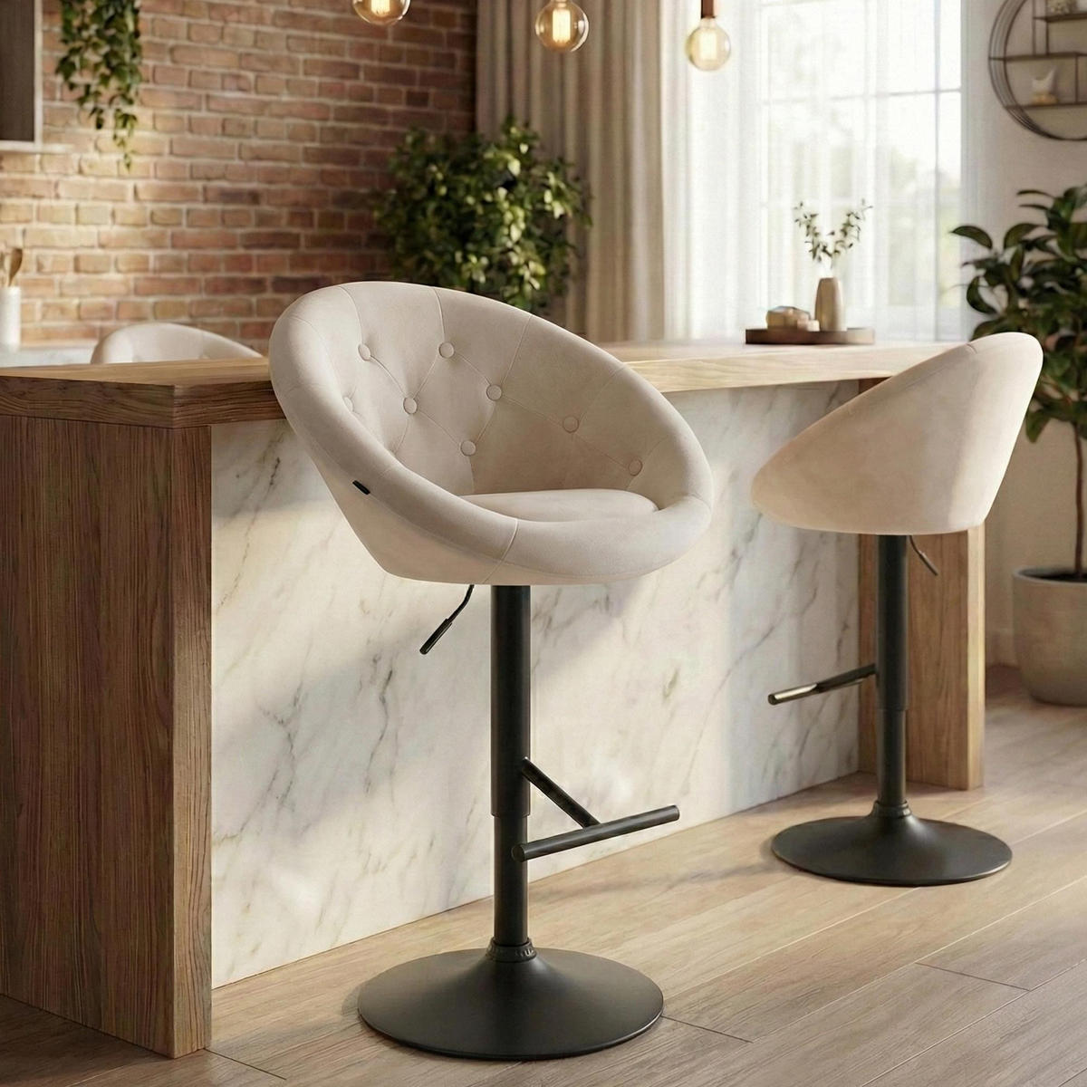 BARHOCKER London 66x65x57 cm Creme - Creme, Textil (65/66/57cm) - furnicato