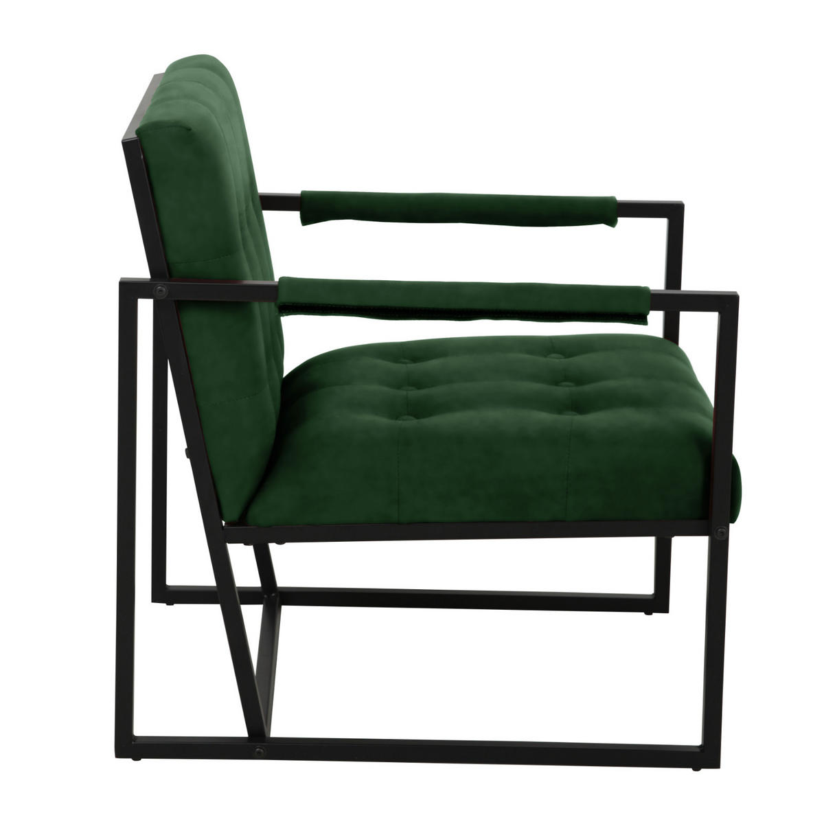 LOUNGESESSEL JONES Samtbezug Dunkelgrün - Schwarz/Grün, Textil/Metall (53/73/69cm) - SVITA