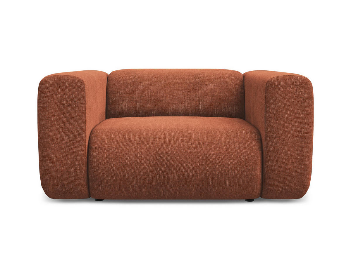 SESSEL Chenille Stoff Orange - Terra cotta/Schwarz, Kunststoff/Textil (137/70/89cm) - Makamii