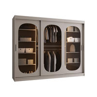 SCHWEBETÜRENSCHRANK Bahrajn 250 mit Schubladen und LED - Kaschmir/Silberfarben, Holzwerkstoff/Kunststoff (250/200/62cm) - MIRJAN24