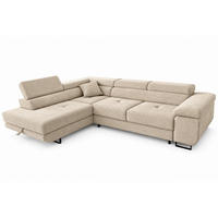 ECKSOFA Gustaw L Links, Cordbezug, Schlaffunktion, Beige - Beige, Textil (275/205cm) - KS Home Concept