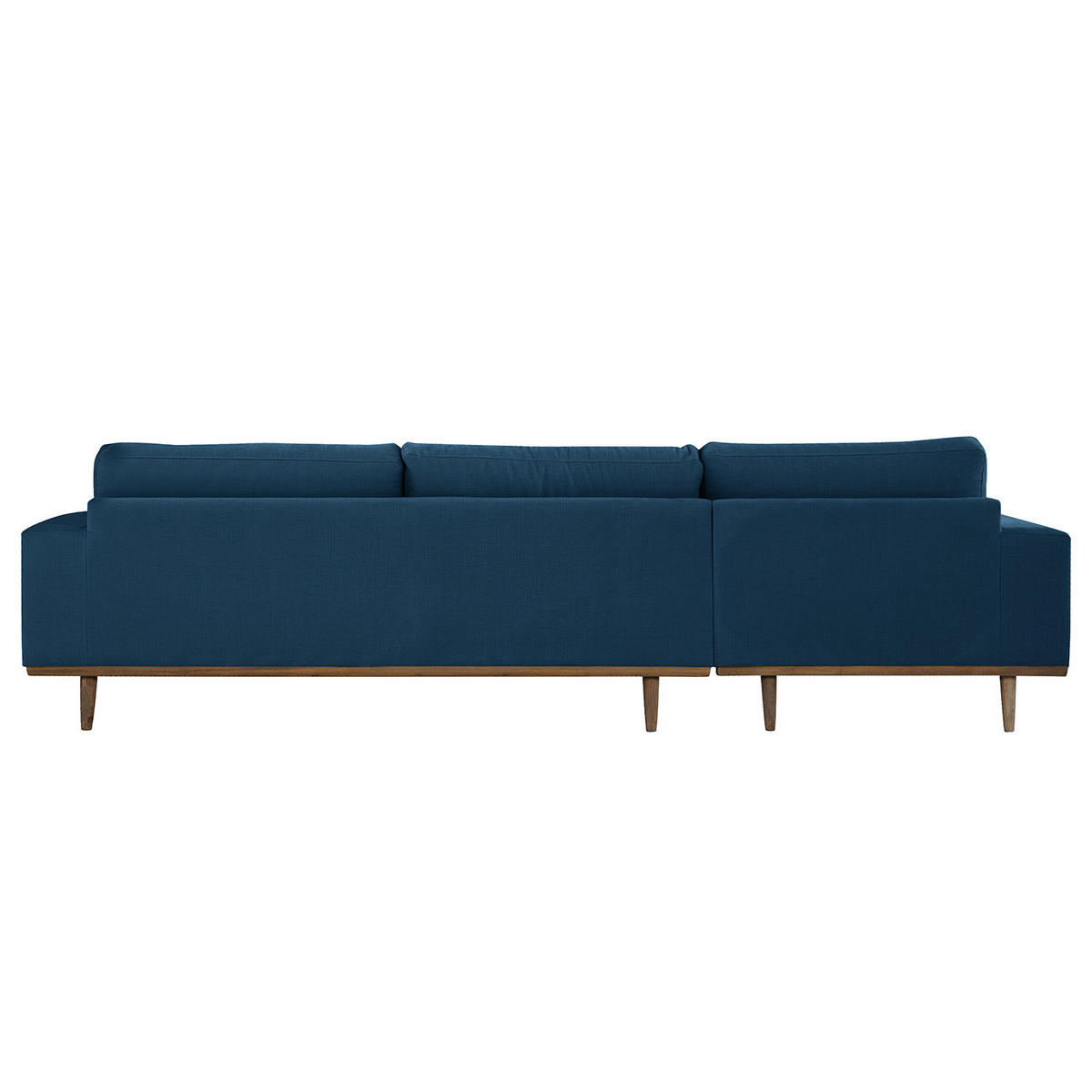 ECKSOFA mit Longchair - Blau/Eichefarben, Naturmaterialien/Eichenholz (281/153cm) - home24