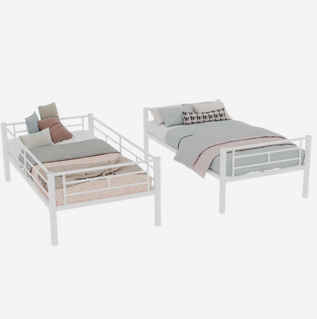 ETAGENBETT 90/180 cm weiß aus Eisen mit Leiter und trennbar - Weiß, Metall (90/190cm) - OKWISH