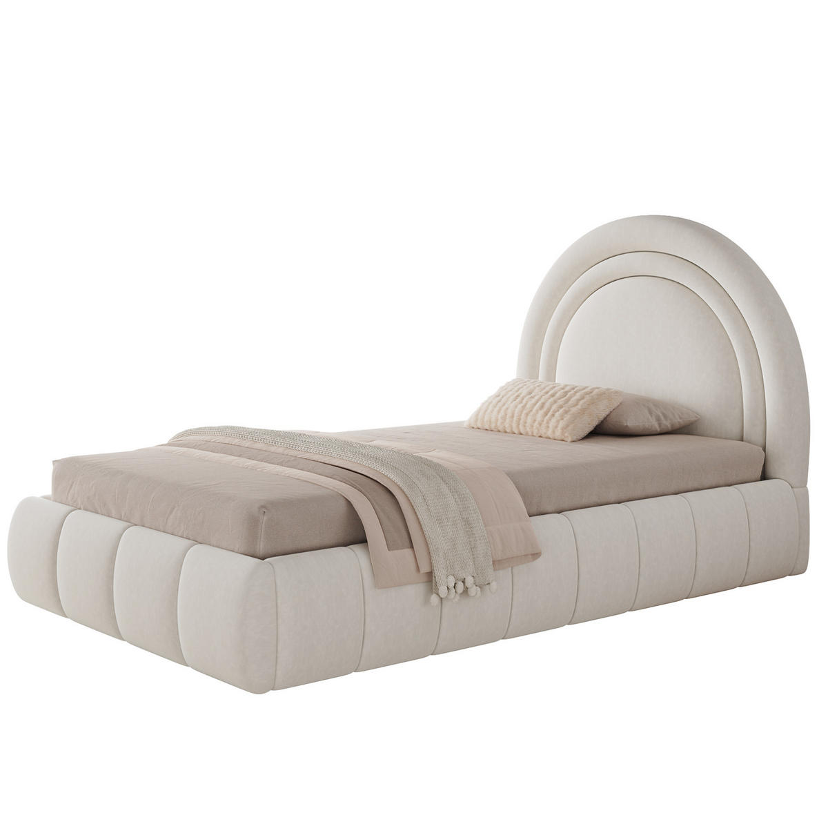 POLSTERBETT 90/200 cm Beige mit Hydraulik und Lattenrost ohne Matratze - Beige, Textil (90/200cm) - MIVRAY