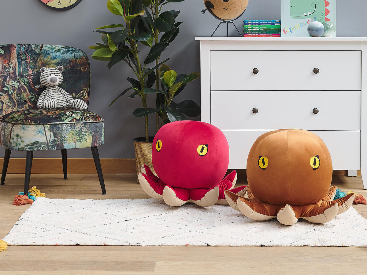 POUF Octopus 55/55/40 cm - Braun, Textil (55/40/55cm) - Beliani