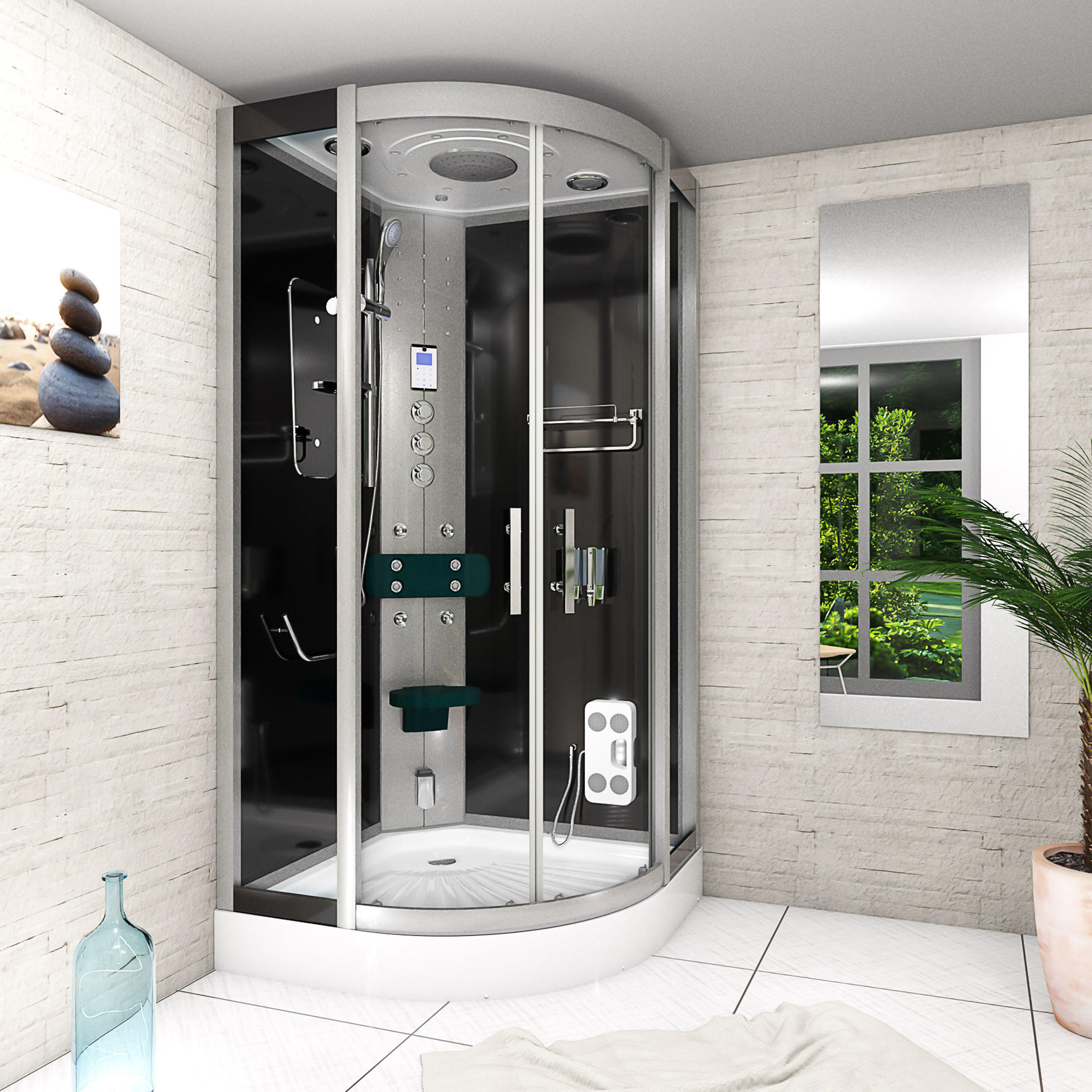 Thumbnail - AcquaVapore by Sandra Jentho Duschkabine, Schwarz, Glas, Kunststoff, Metall, 80x215x80 cm, CE, Badezimmer, Baden & Dusch...