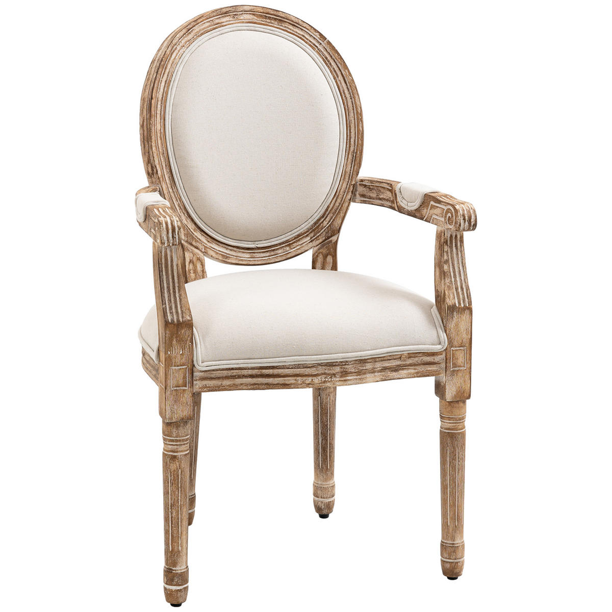 ESSZIMMERSTUHL mit Armlehnen Retro-Design Polsterstuhl Holz Cremeweiß - Creme, Holz (56/96/56cm) - HOMCOM