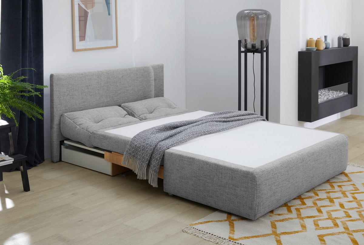SCHLAFSOFA mit Bettkasten B136/T85/H86 cm, Liegefläche 130x193 cm, Mikrofaser Hellgrau / 15120 - Hellgrau/Schwarz, Textil (136/86/85cm) - luma-home
