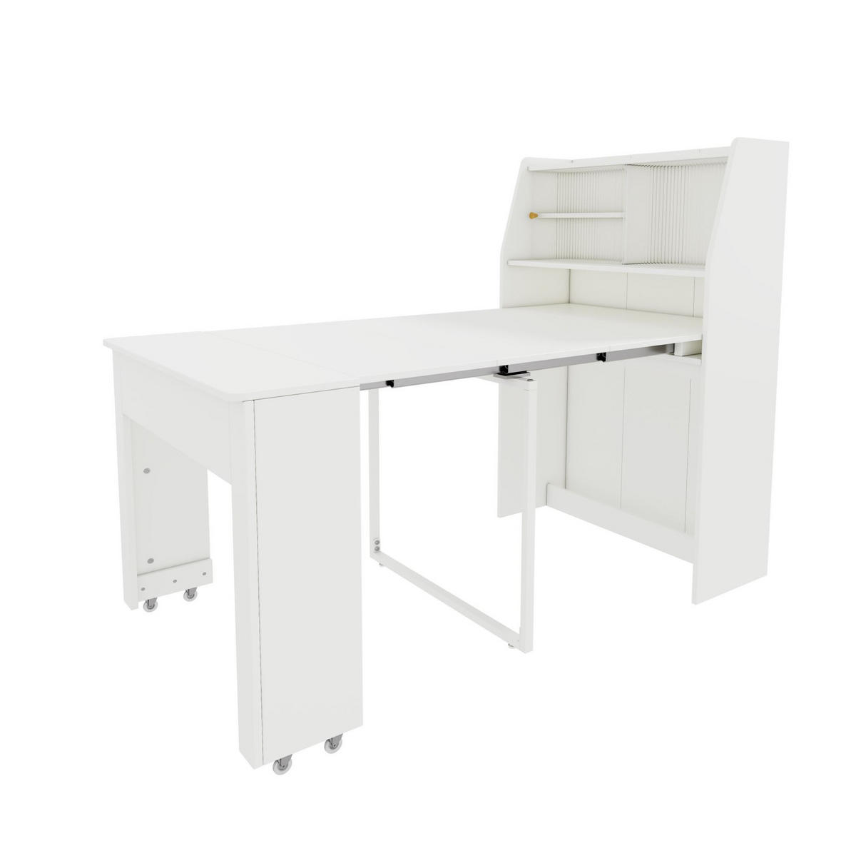 JEDÁLENSKÝ stôl 52/132,5/80/76 cm biely, rozkladací s úložným priestorom - biela, kompozitné drevo (80/52/76cm) - BEAOK