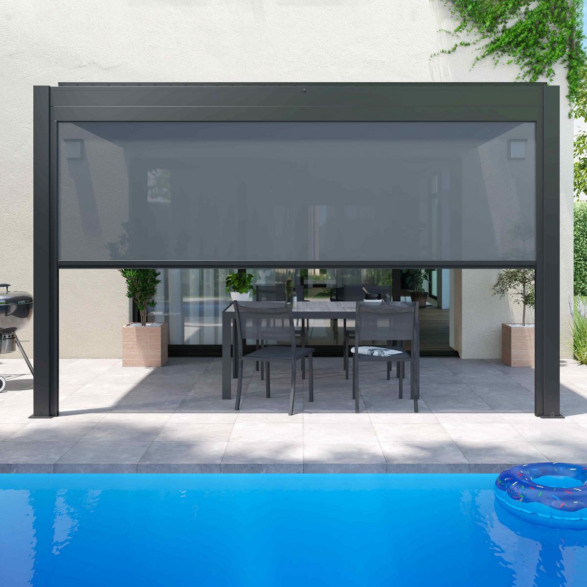 JALOUSIE 3,73x2,34m, Grau - Grau, Metall (234/2.66/373cm) - Oviala