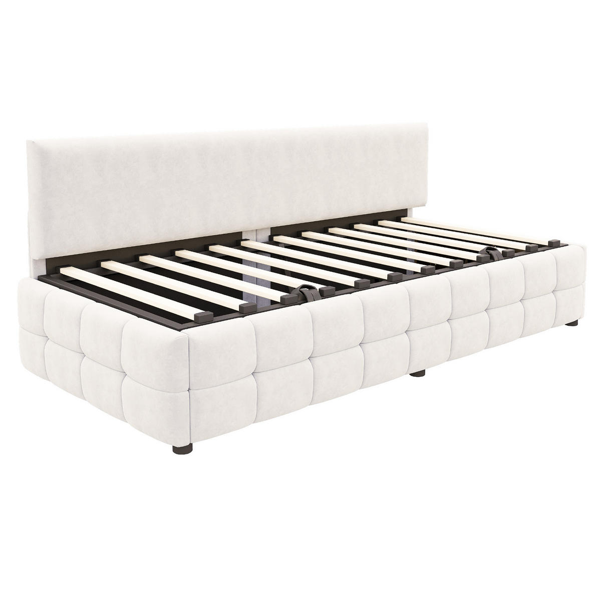 POLSTERBETT Schlafsofa 90x200 cm Beige aus Samt mit hydraulischem Stauraum und Rückenlehne - Beige, Textil (90/200cm) - IVMEU