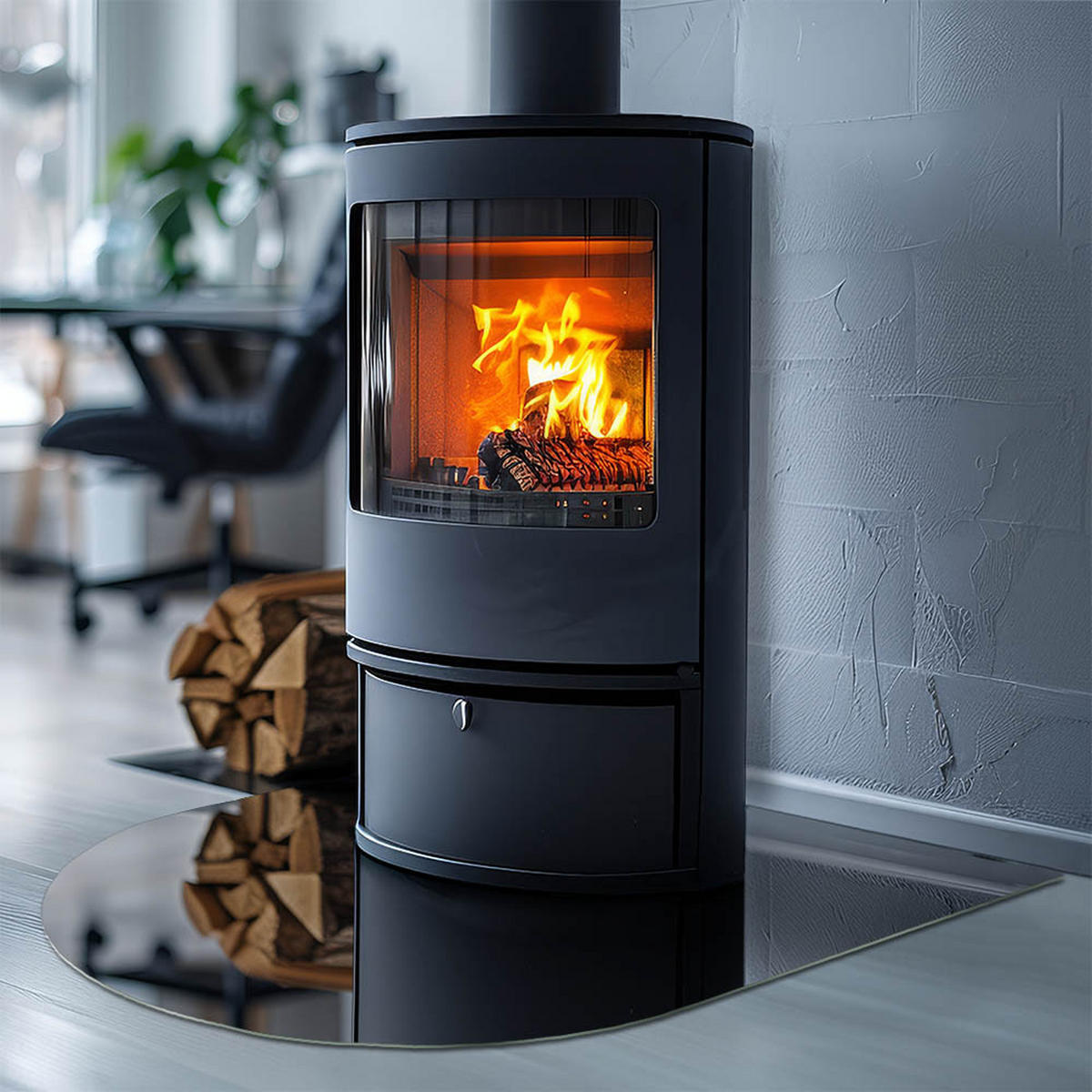 GLASPLATTE für Kamin 80x70 cm - Schwarz, Glas (80/70/0.4cm) - TULUP