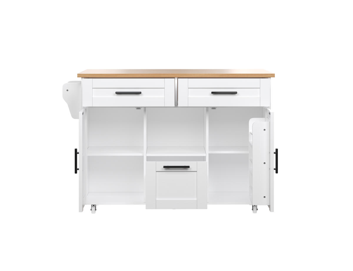 KÜCHENINSEL 120/71/90 cm Weiß aus Holzwerkstoff mit Rollen - Weiß, Holzwerkstoff (120/90/71cm) - OKWISH