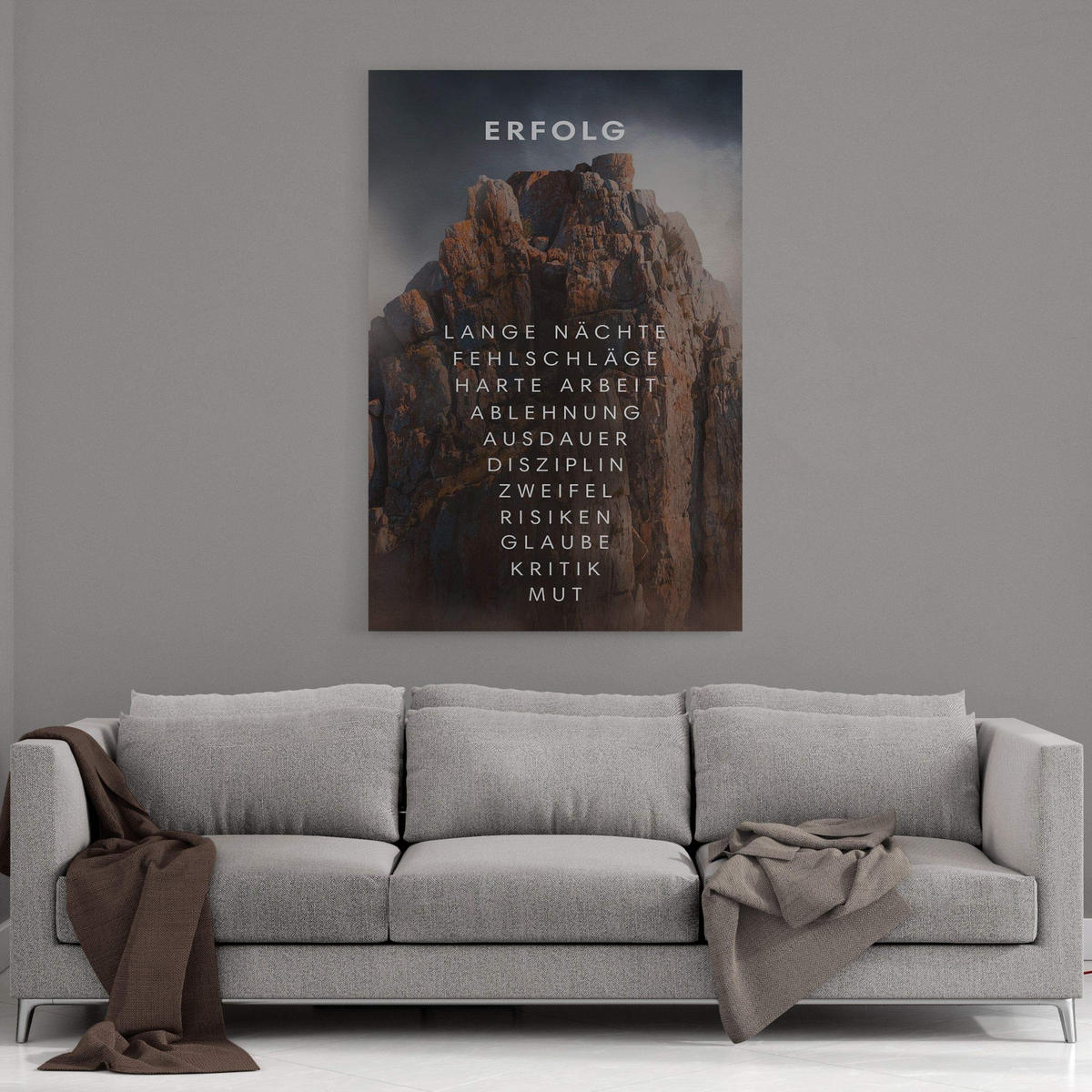 WANDBILD XXL "Berg des Erfolges" - 30 x 40 cm - Weiß, Textil (30/40cm) - Hustling Sharks