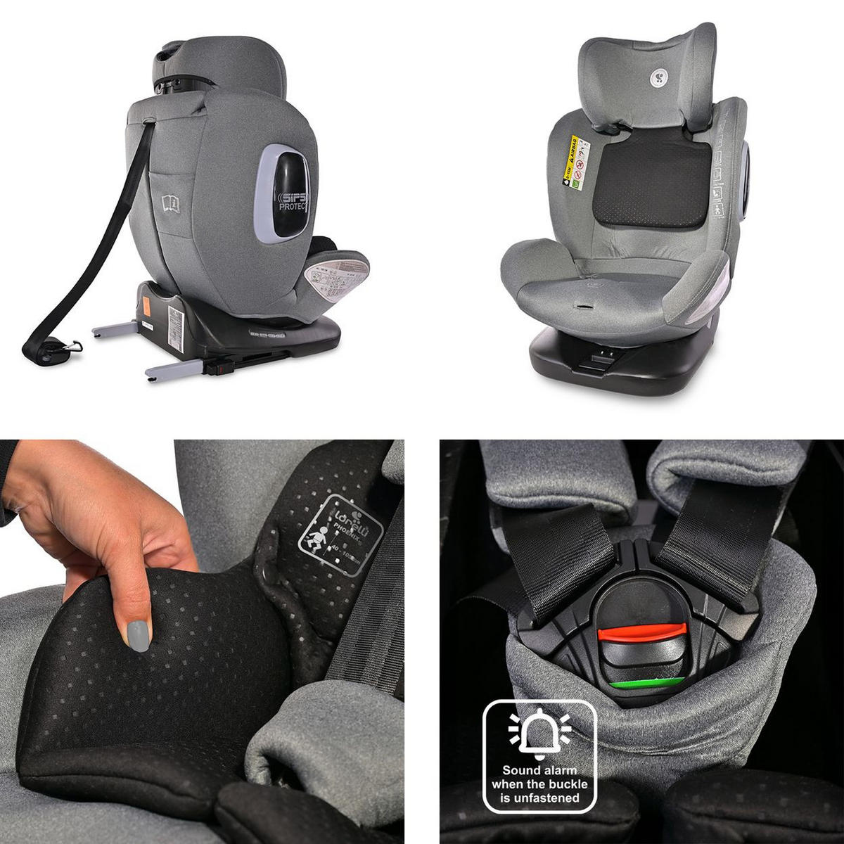KINDERSITZ Phoenix i-Size Isofix grau Gruppe 0+/1/2/3 (40-150cm) Top Tether - Grau, Kunststoff (46/75/50cm) - Lorelli