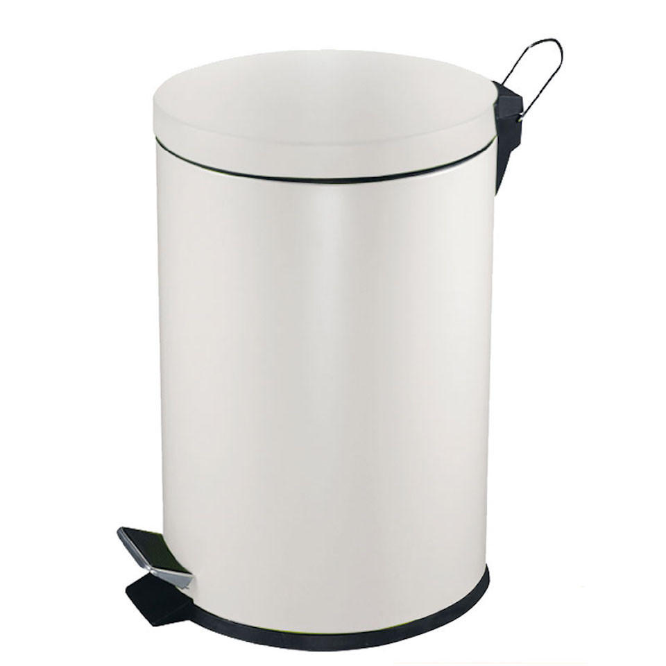 MÜLLEIMER Runder TretMit Herausnehmbaren Kunststoff Inneneimer 5 Liter 28,4 x 24,5 x 20 cm Weiß - Weiß, Metall (20/28.4/24.5cm) - PROREGAL