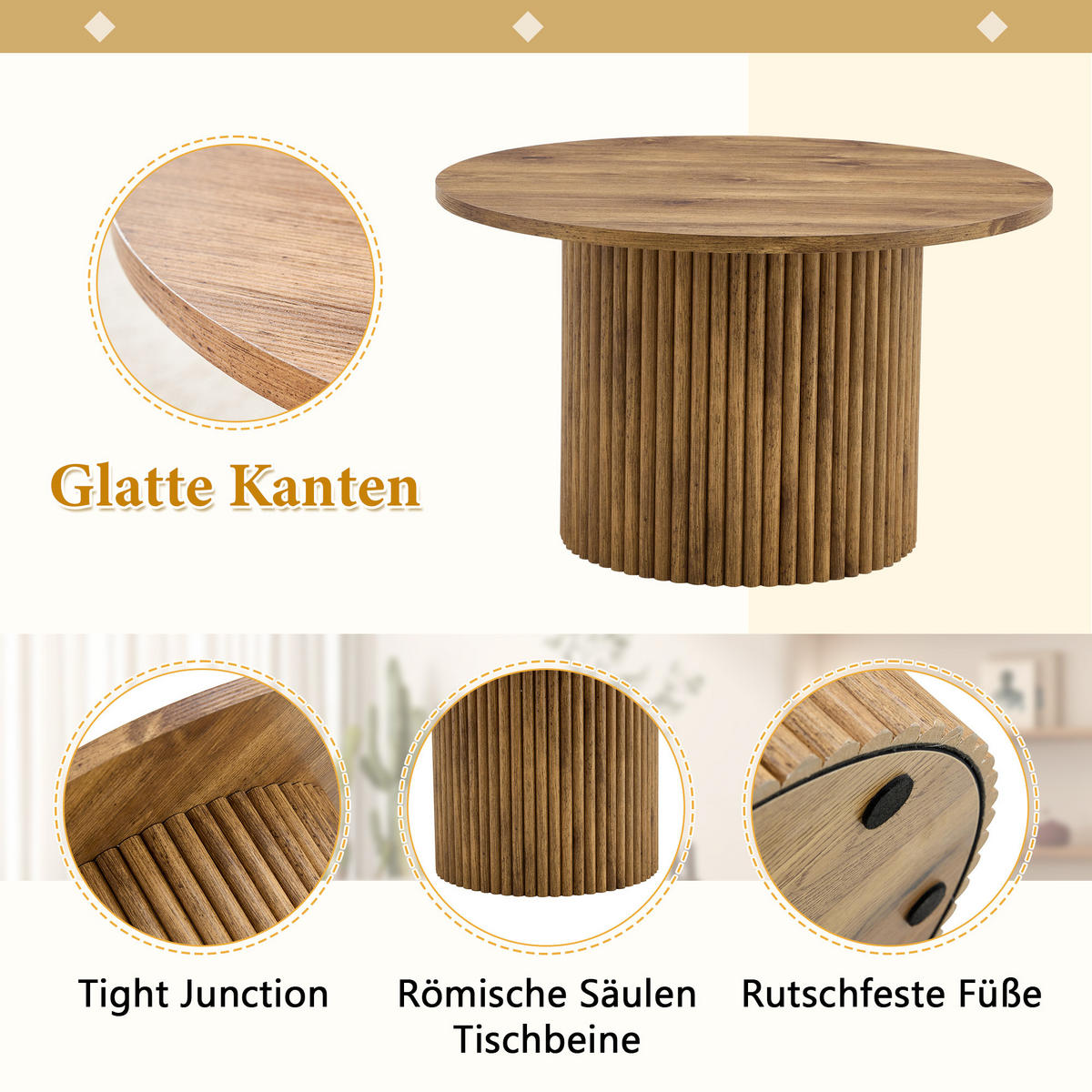 COUCHTISCH 70/70/42 cm holzfarben aus MDF mit Metallrahmen - Kieferfarben, Holzwerkstoff (70/70/42cm) - OKWISH