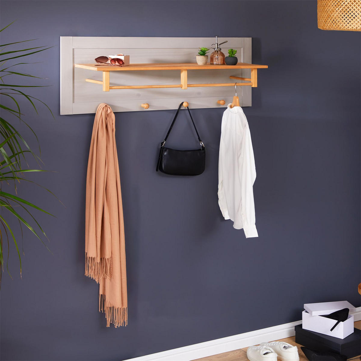 WANDGARDEROBE BOLTON - Braun/Grau, Holz (109/40/27cm) - IDIMEX