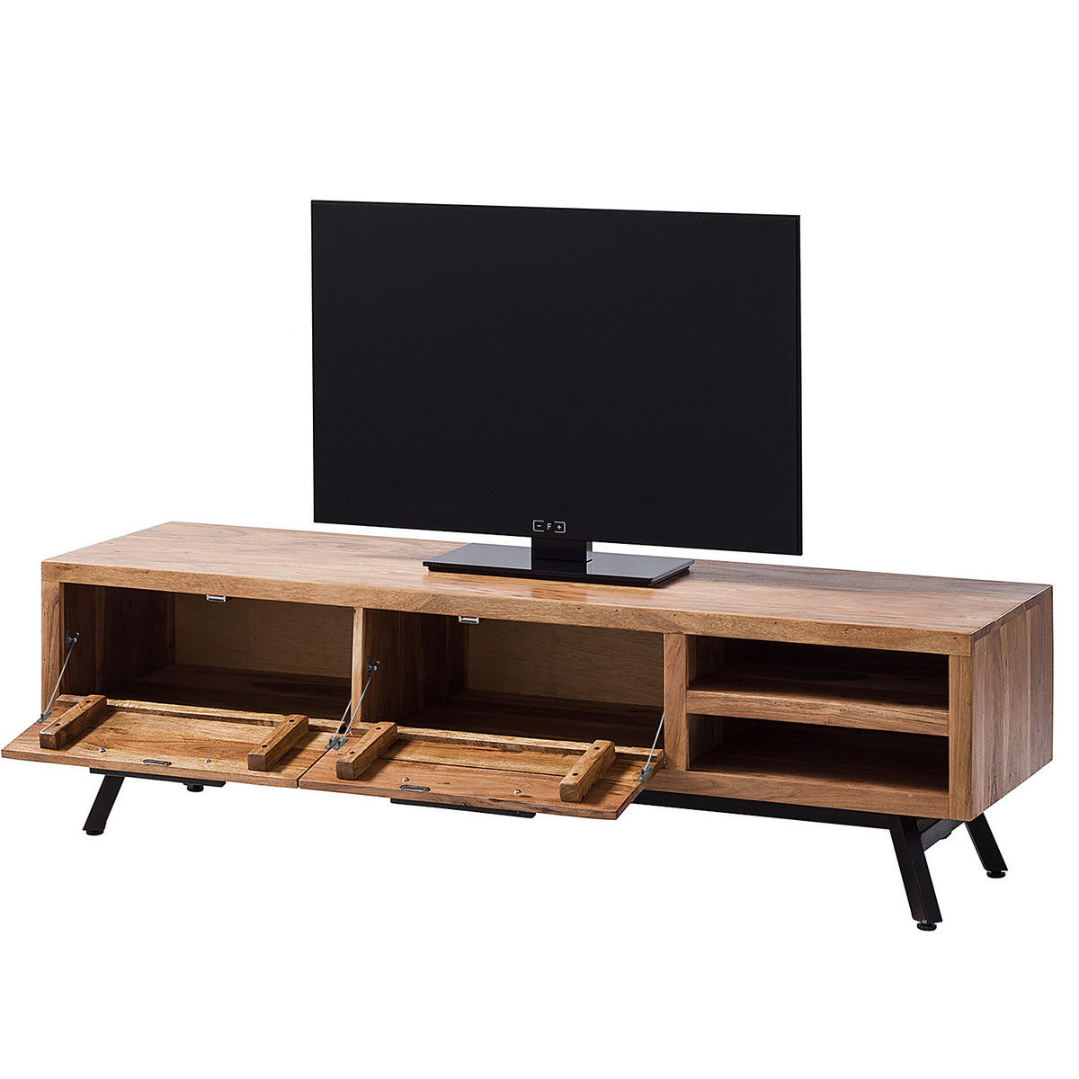 TV-LOWBOARD - Akazie massiv / Metall - Akaziefarben, Holz (160/46/45cm) - home24