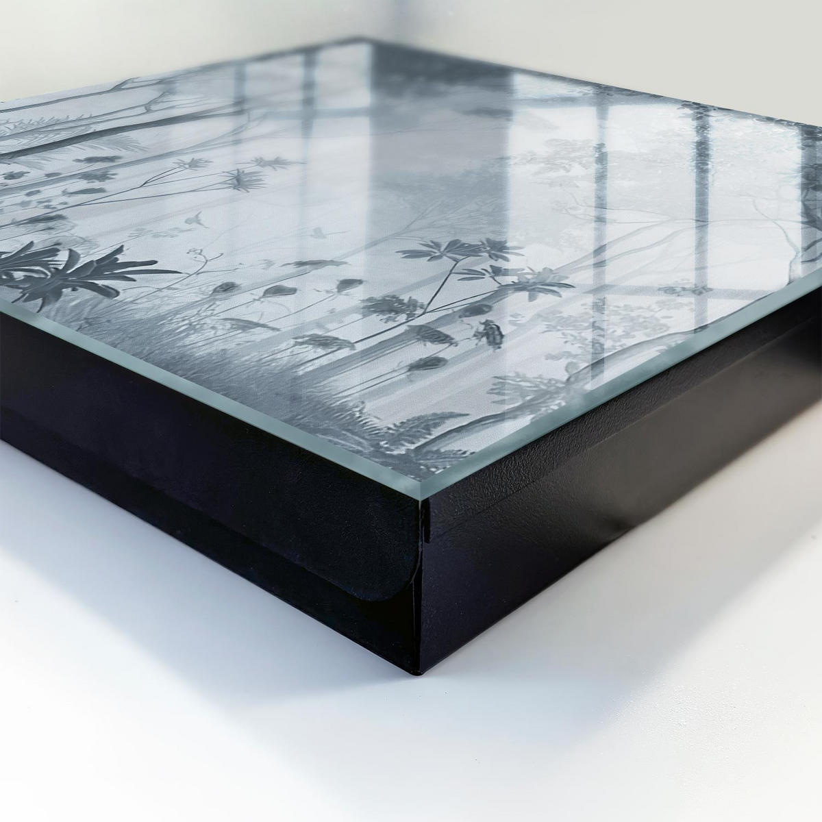 SCHLÜSSELBOX Schwarz 30x30 cm- Türöffnung nach rechts - Nebelwald - Grau, Metall (30/30/5cm) - TULUP