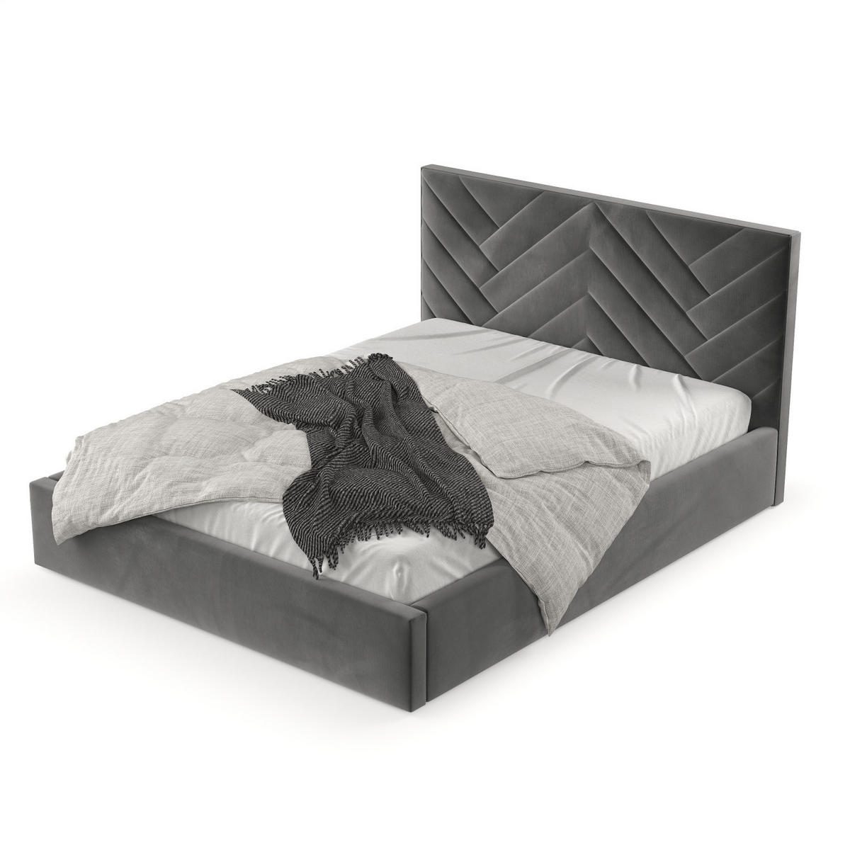 POLSTERBETT Arco 180/200 cm Grau im Kronos Stoff - Schwarz/Naturfarben, Holz/Holzwerkstoff (180/200cm) - AltaBeds