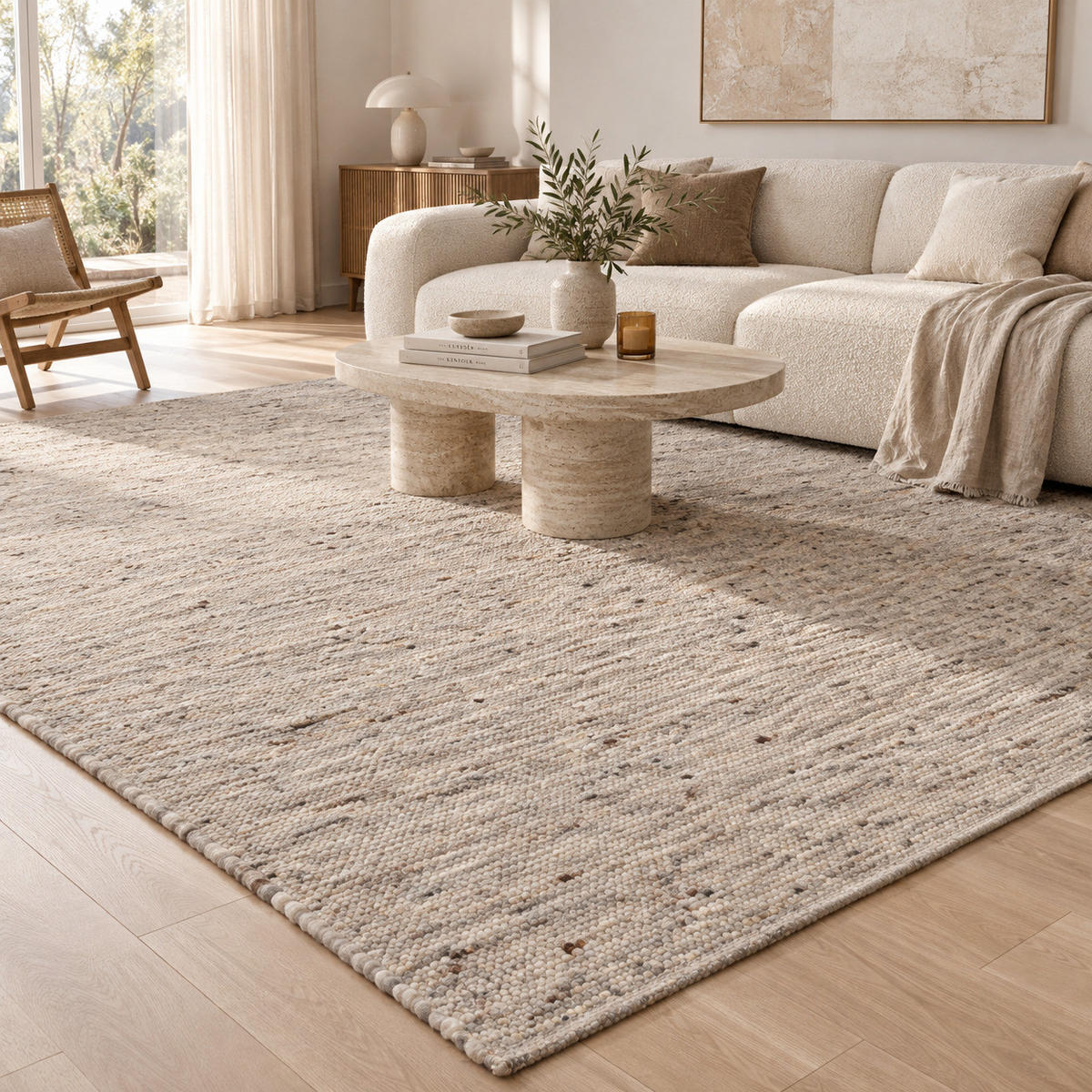 NATUR TEPPICH WOLLE ALASKA MELIERT - Braun, Textil (190/290cm) - Pergamon