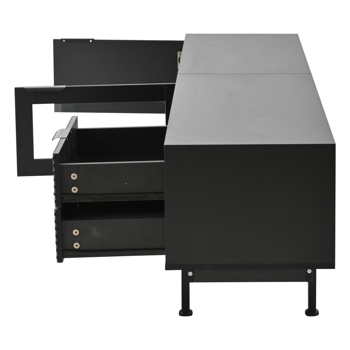 TV-SCHRANK 200/40/50,5 cm schwarz Spanplatte mit 2 Türen und 2 Schubladen - Schwarz, Holzwerkstoff (200/50.5/40cm) - OKWISH