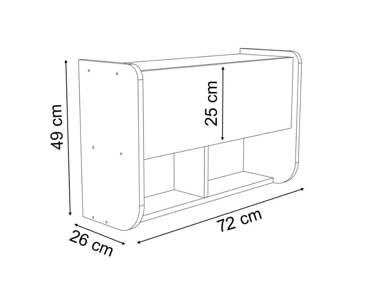 BÜCHERREGAL mit Klappe Wandregal für Kinderzimmer Rot - Rot, Holzwerkstoff (72/49/26cm) - Aileenstore