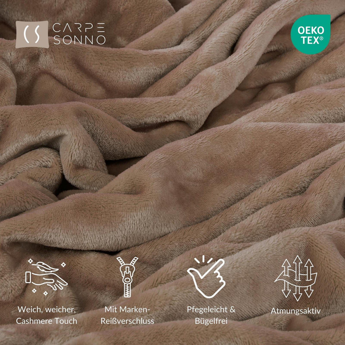 WINTER-BETTWÄSCHE 155x220 Cashmere-Touch Warmer Winter Bettbezug Kuschelig Petrol - Braun, Textil (155/220cm) - Carpe Sonno