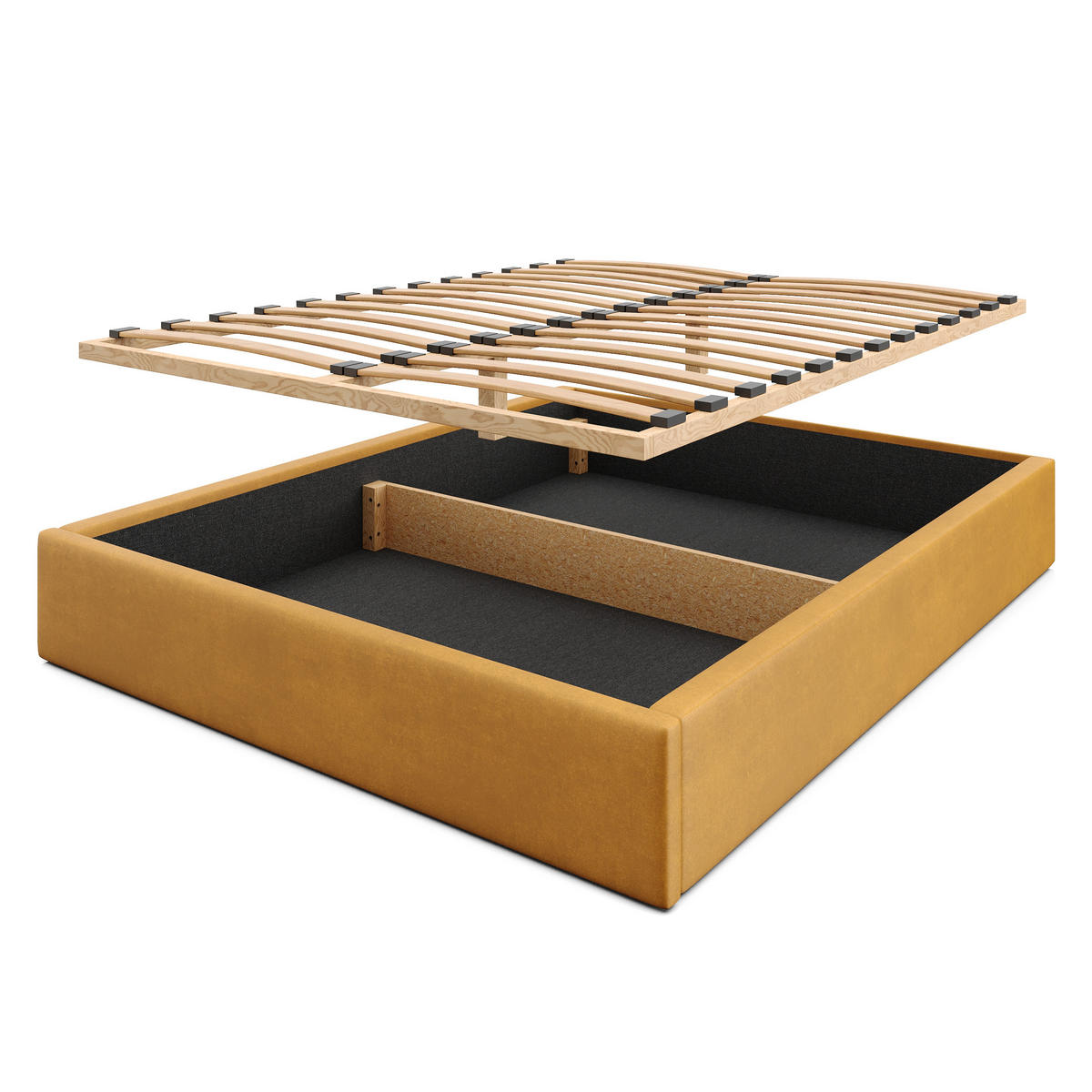 POLSTERBETT 160x200cm Bett mit Stauraum Lattenrost Gelb - Gelb, Holz/Holzwerkstoff (160/200cm) - Muralo