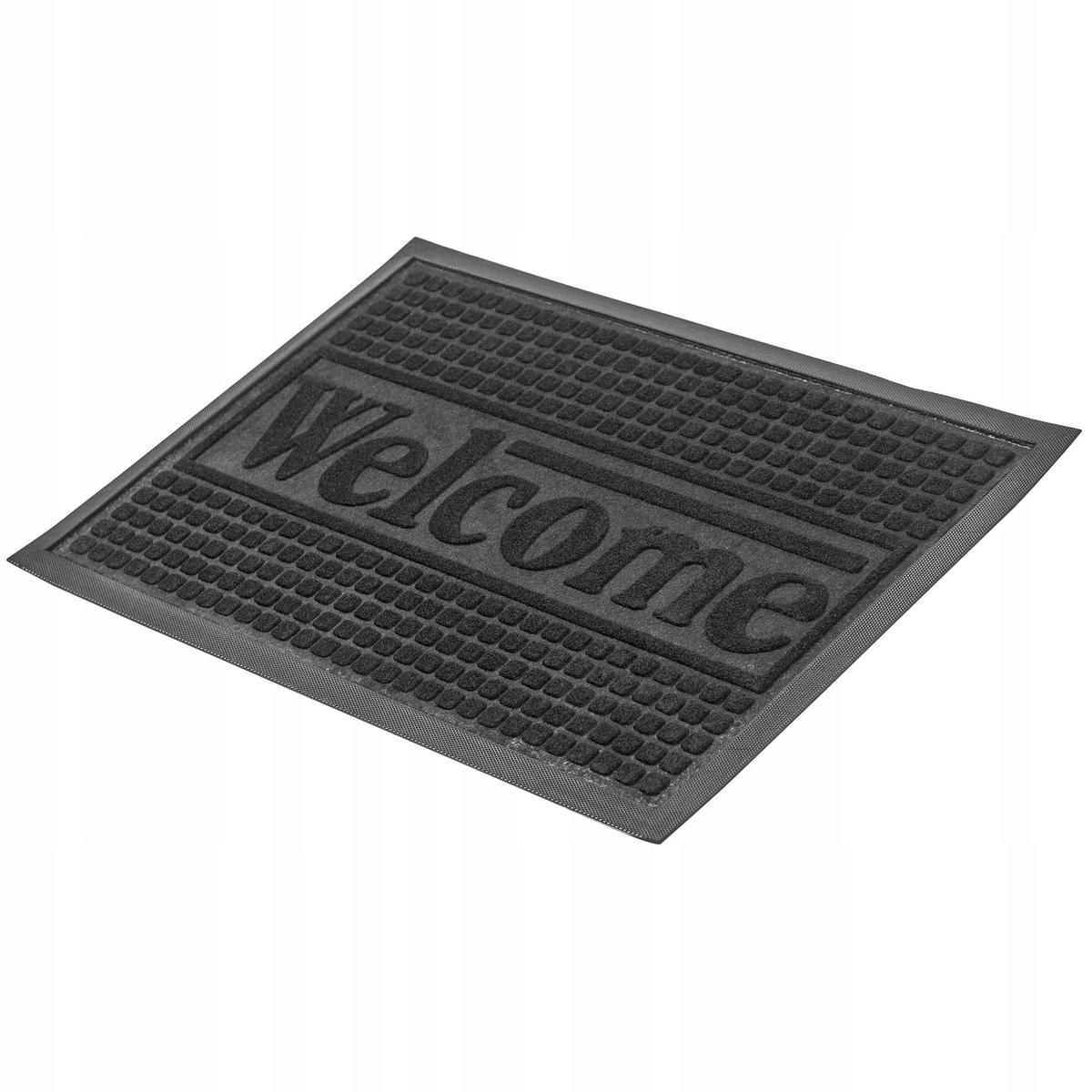 FUSSMATTE „Welcome“, 60 x 40 cm, Graphit - Schwarz, Kunststoff (60/40cm) - KADAX