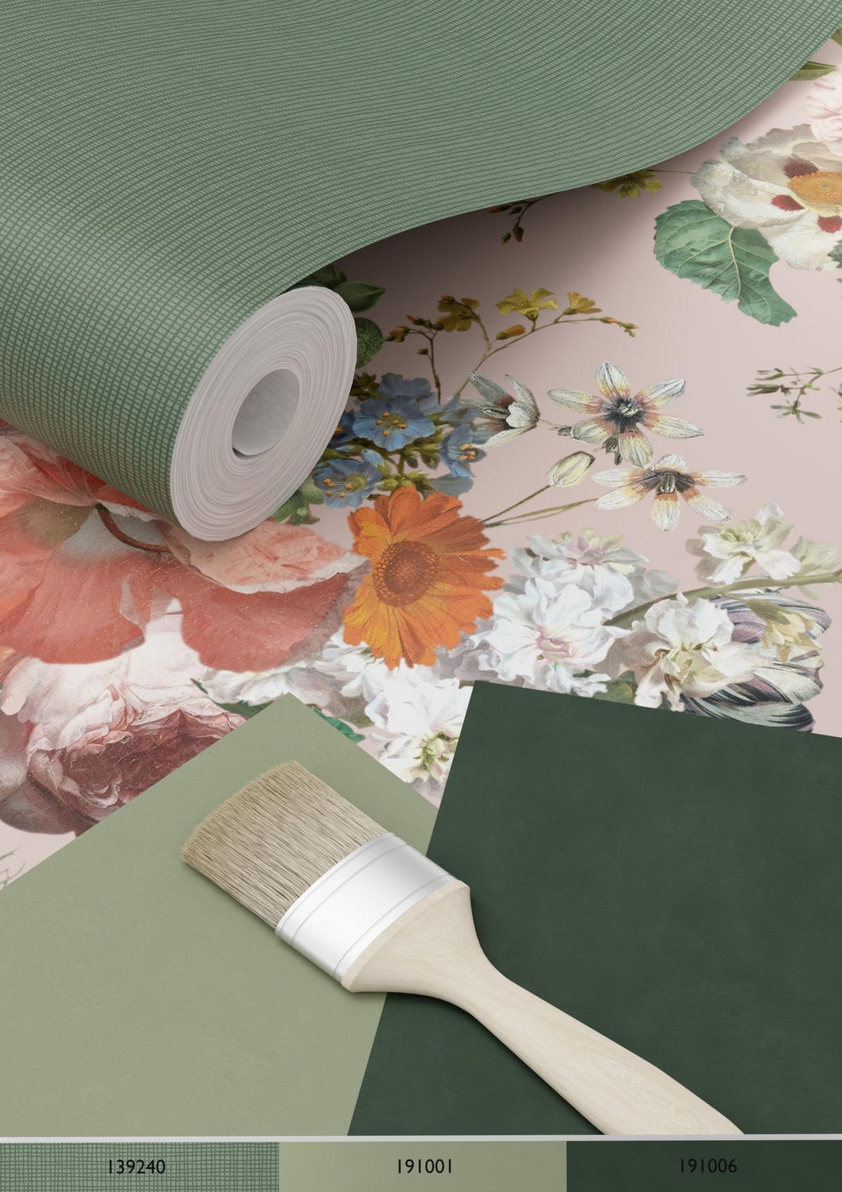 TAPETE Blumenmuster 53 cm x 10.05 m - Pink, Papier (53/1000cm) - ESTAhome